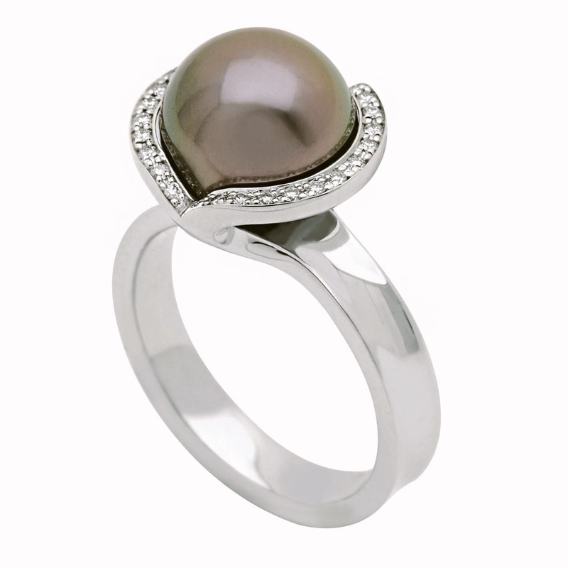Andrew Geoghegan Celestial Tahitian Pearl 18ct White Gold Ring