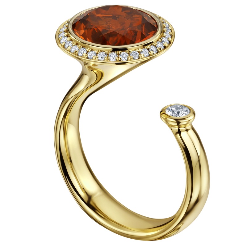 Andrew Geoghegan Satellite Madeira Citrine 18ct Yellow Gold Ring