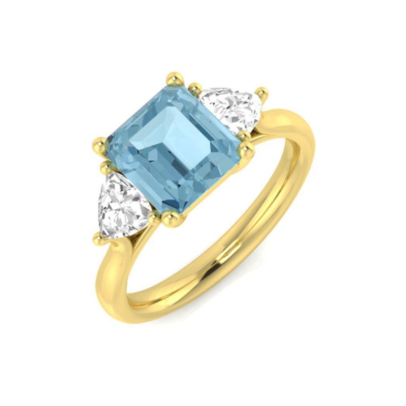 Aquamarine and Diamond 18ct Yellow Gold Three Stone Ring