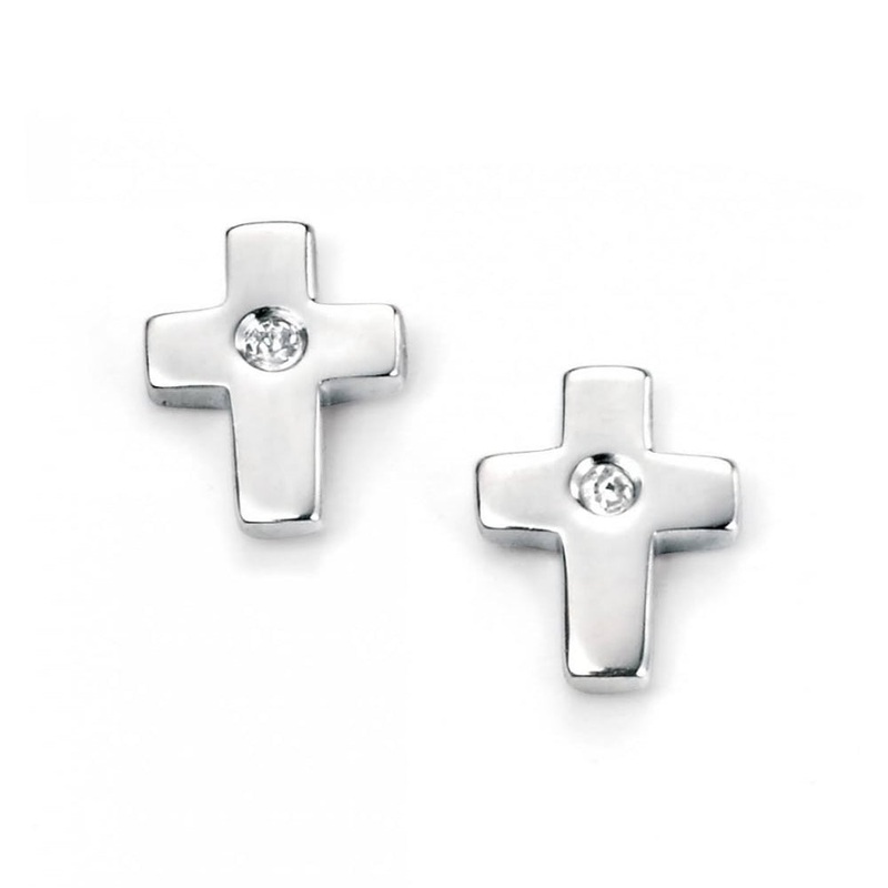 Childs D for Diamond Childs Diamond Cross Stud Earrings