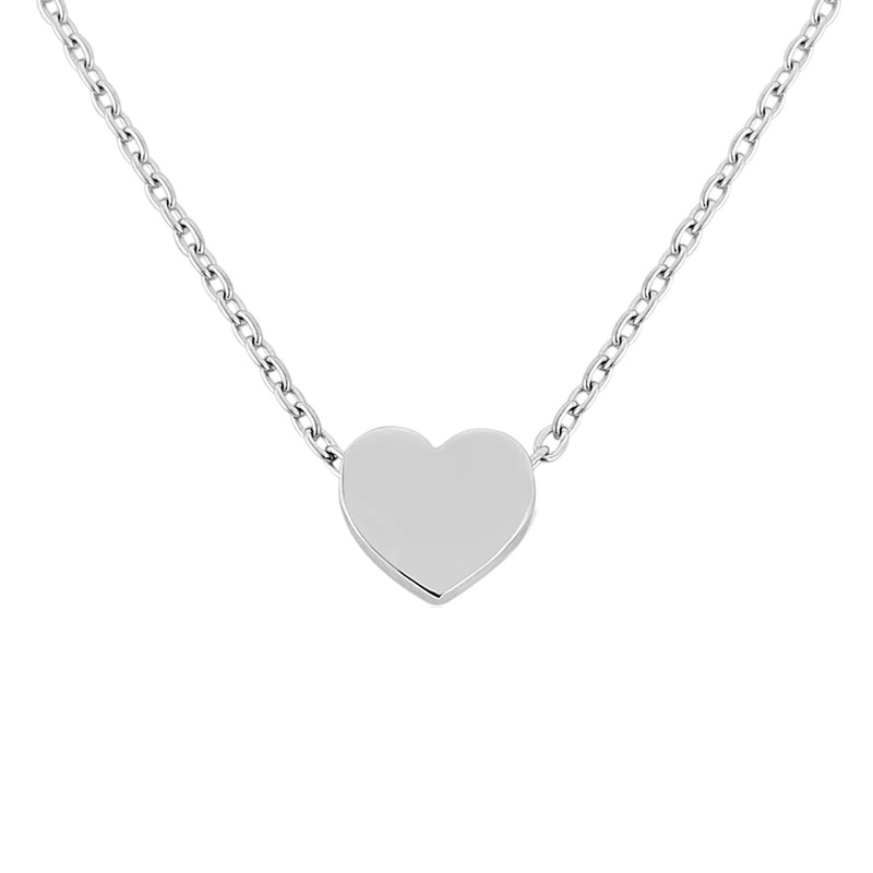 Flat Heart 9ct White Gold Necklace