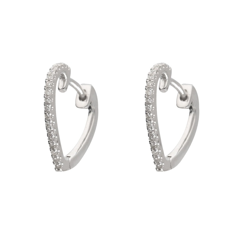 Heart Shaped Diamond 9ct White Gold Hoop Earrings