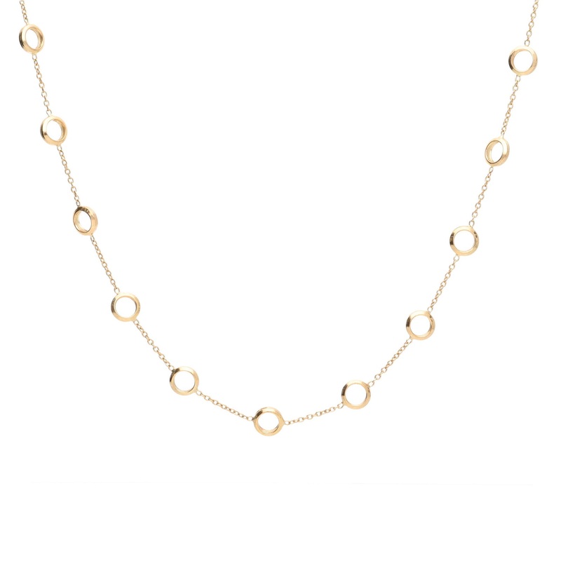 Open Circle Station Link 9ct Yellow Gold 45cm Necklace