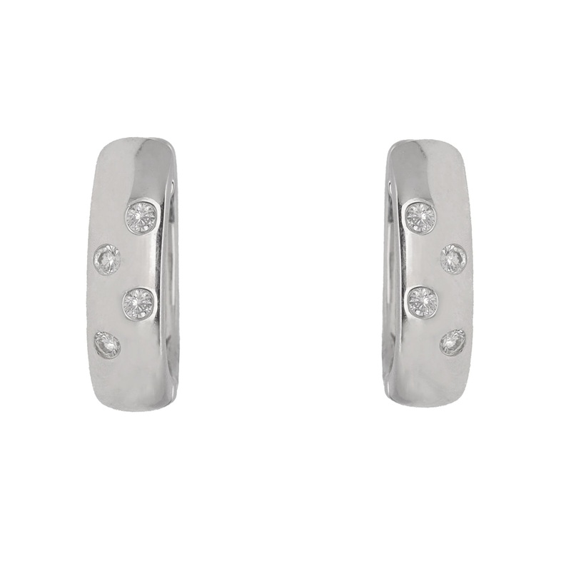 Scattered Diamond 18ct White Gold Hoop Earrings