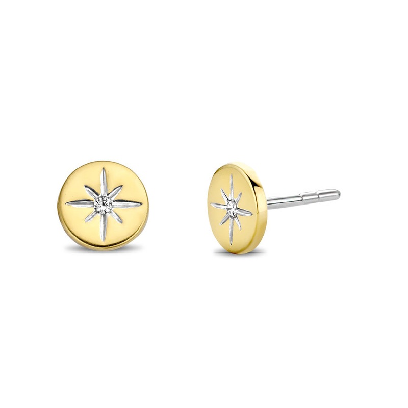 Ti Sento Cubic Zirconia Star Disc Stud Earrings 7822ZY