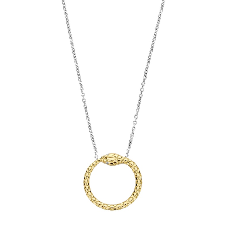 Ti Sento Yellow Gold Plated Cubic Zirconia Serpent Necklace 34071SY