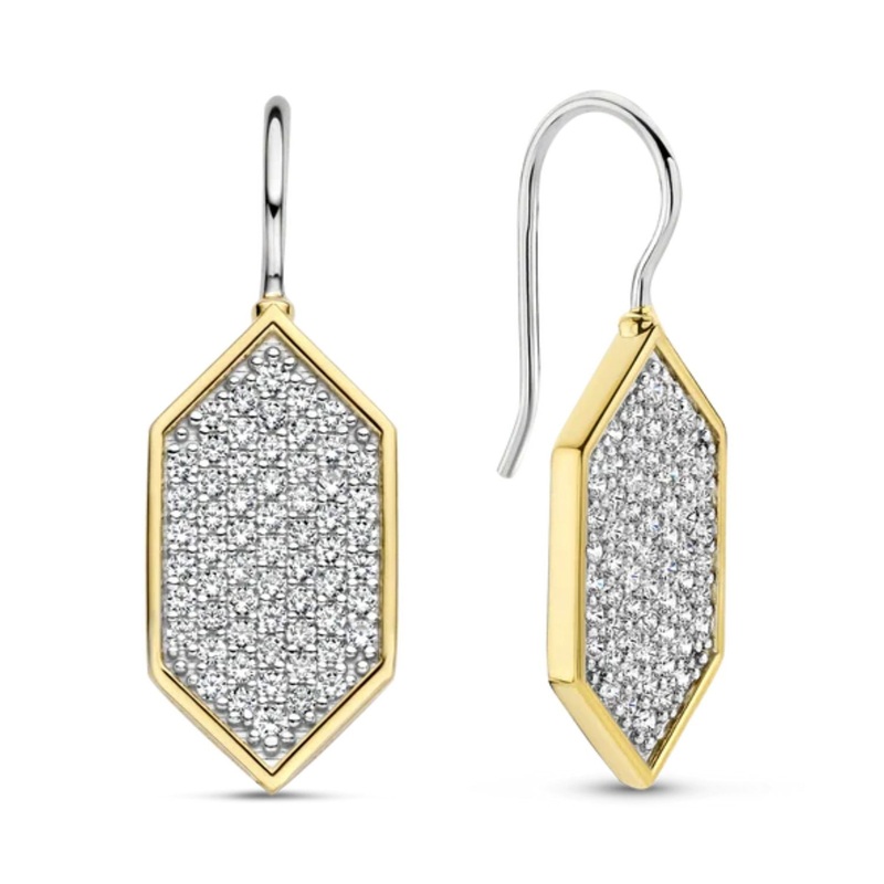 Ti Sento Yellow Gold Plated Geometric CZ Drop Earrings 7942ZY
