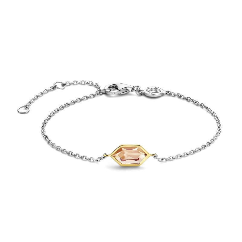 Ti Sento Yellow Gold Plated Nude Pink Hexagonal Bracelet 23029NU