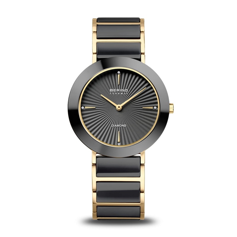 Bering Black Ceramic Gold Plated Quartz Watch 11435-732