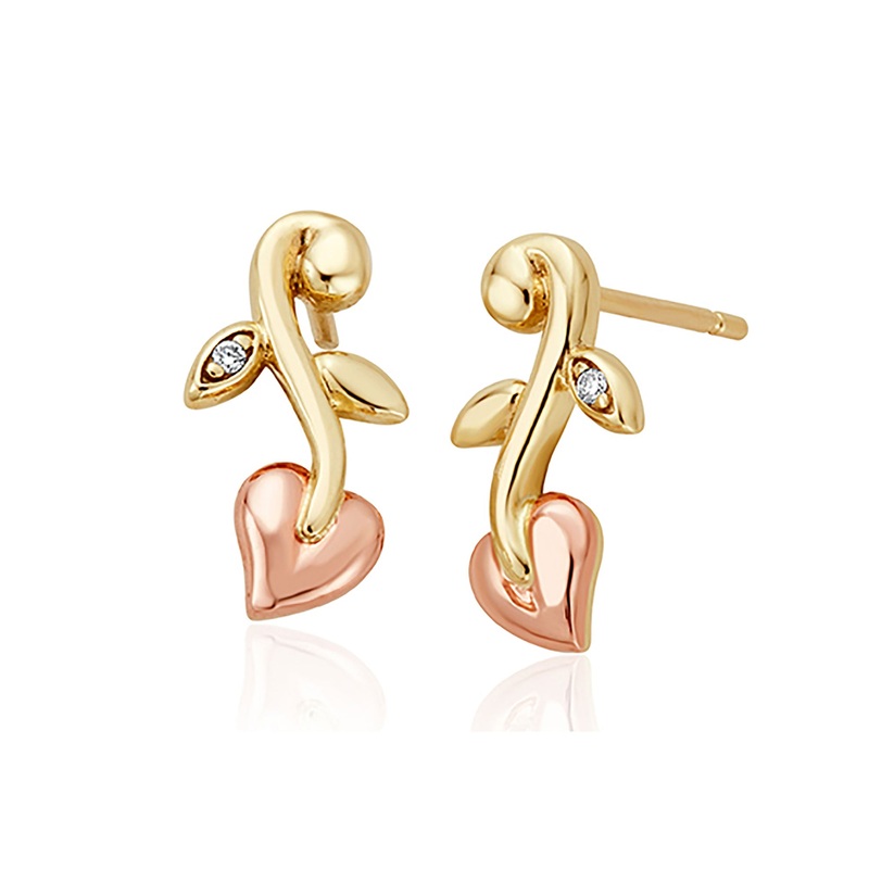 Clogau Tree of Life 9ct Solid Gold Vine Stud Earrings with Diamonds