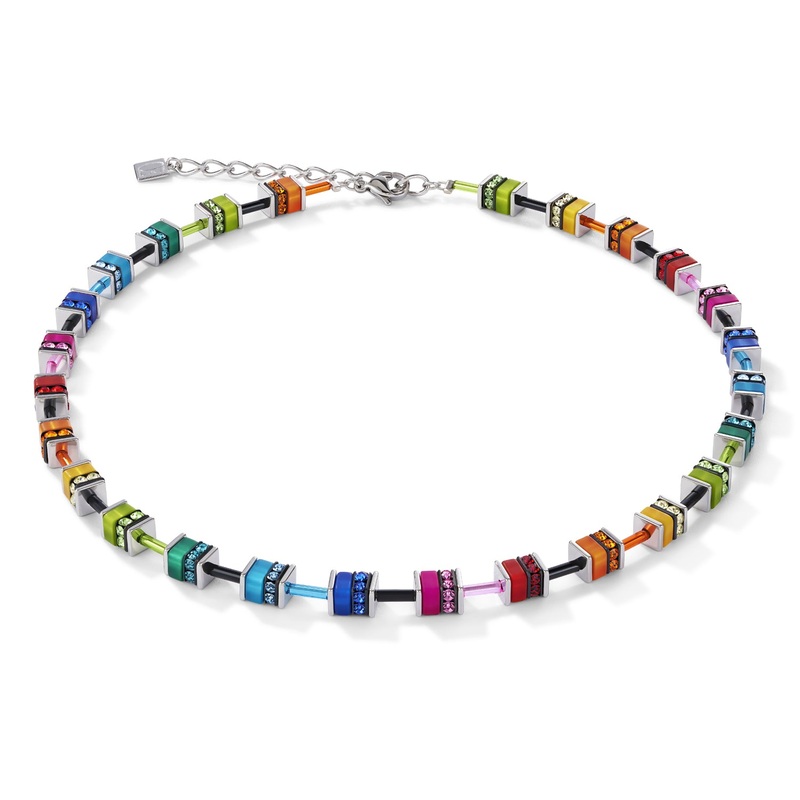 Coeur De Lion GeoCUBE Multicolour Necklace Classic Polaris & Rhinestone
