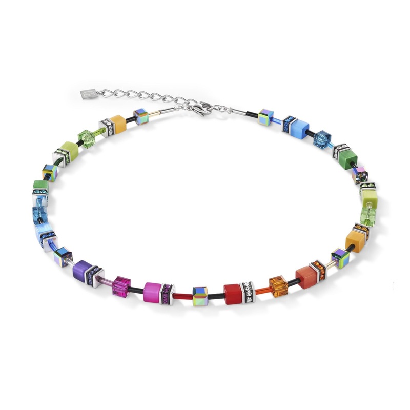 Coeur de Lion GeoCUBE Necklace Multicolour-Rainbow