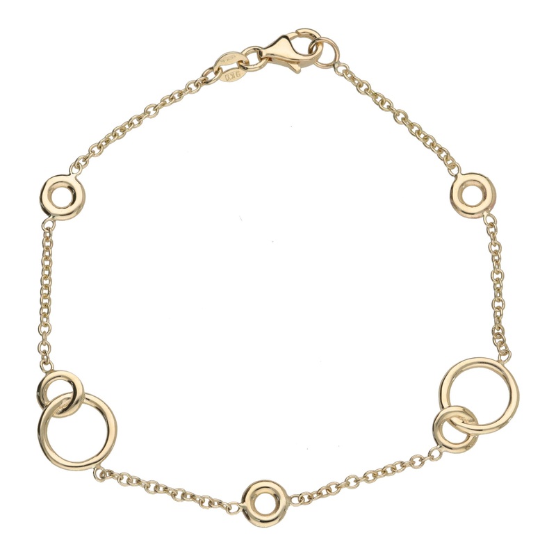 Entwined Circle 9ct Yellow Gold Station Link Bracelet
