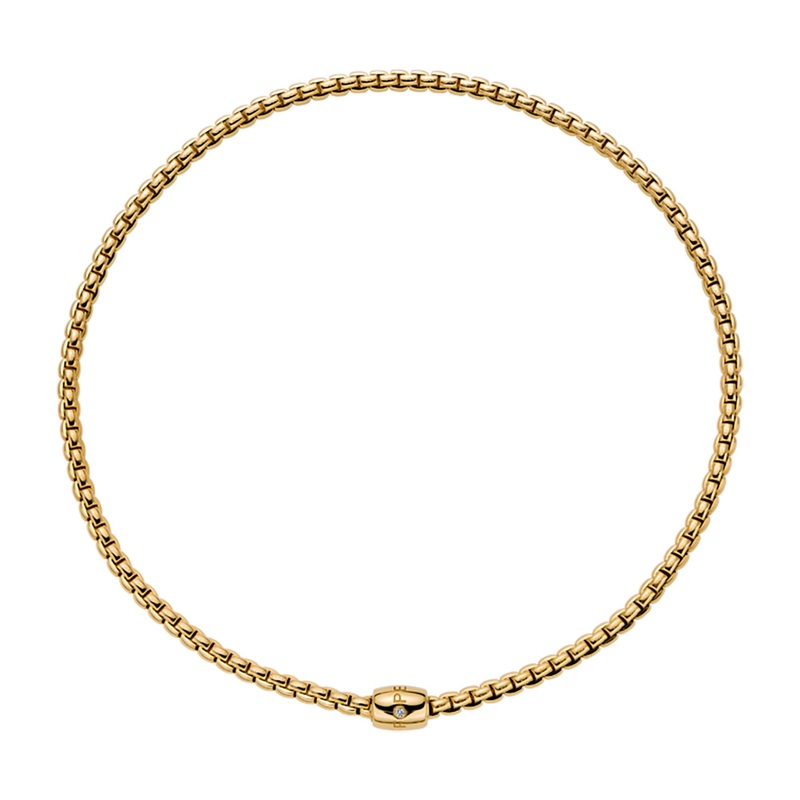 FOPE Flex’it Eka 18ct Yellow Gold 0.01ct Diamond Set Ornamental Clasp Necklace 37cm