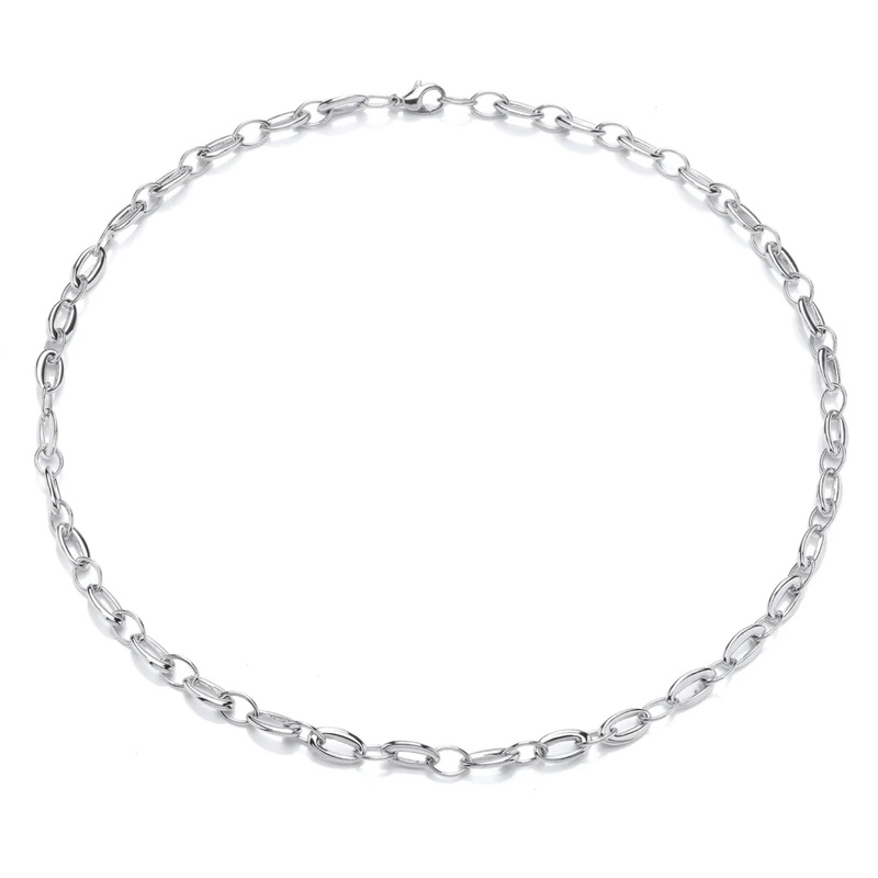 Alternating Size Oval Link 9ct White Gold Necklace