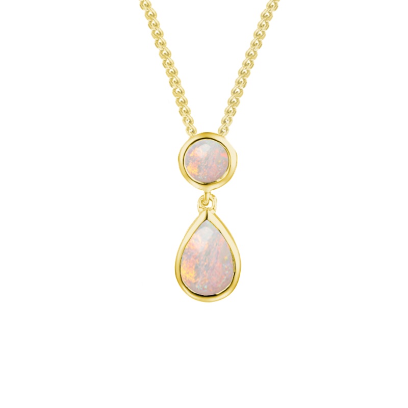 Amore Opal Duo 9ct Yellow gold pendant