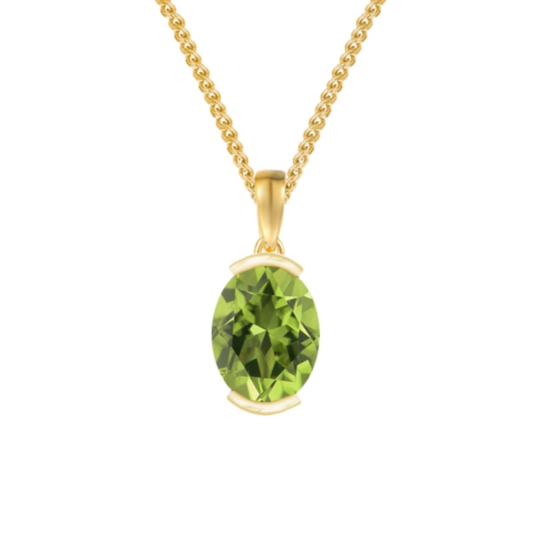 Amore Oval Peridot 9ct Yellow Gold Pendant