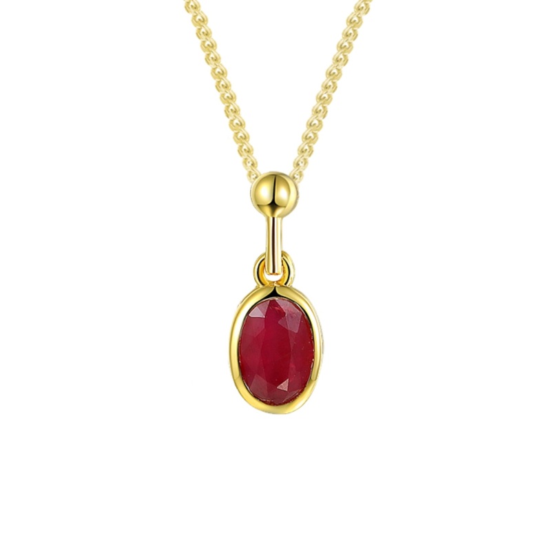 Amore Oval Ruby 9ct Yellow Gold Pendant