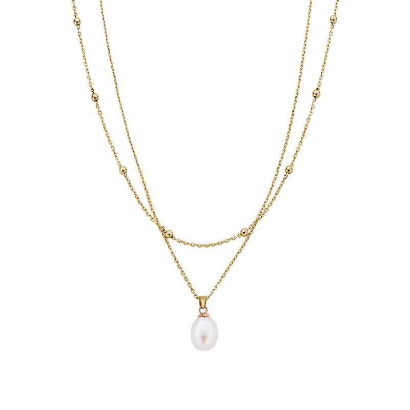 Clogau Nature’s Wonder 9ct Solid Gold Beachcomber Layered Necklace with Pearl GBCH828