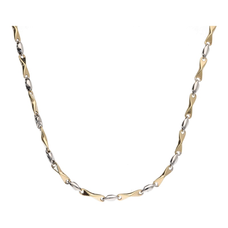 Concave Bar 9ct Yellow and White Gold 45cm Necklace