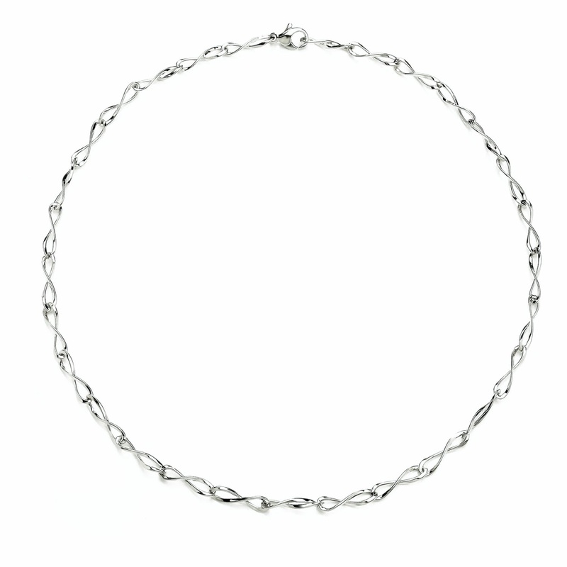 Elongated Infinity Link 9ct White Gold Necklace