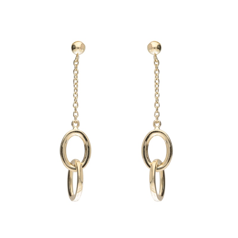 Oval Linked 9ct Yellow GOld Drop Earrings