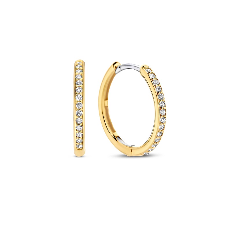 Ti Sento Yellow Gold Plated Cubic Zirconia 18mm Hoop Earrings 7959ZY
