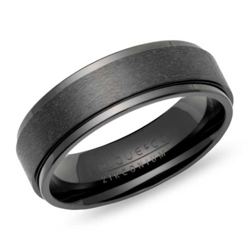 Unique Black Zirconium 7mm Ring (62)