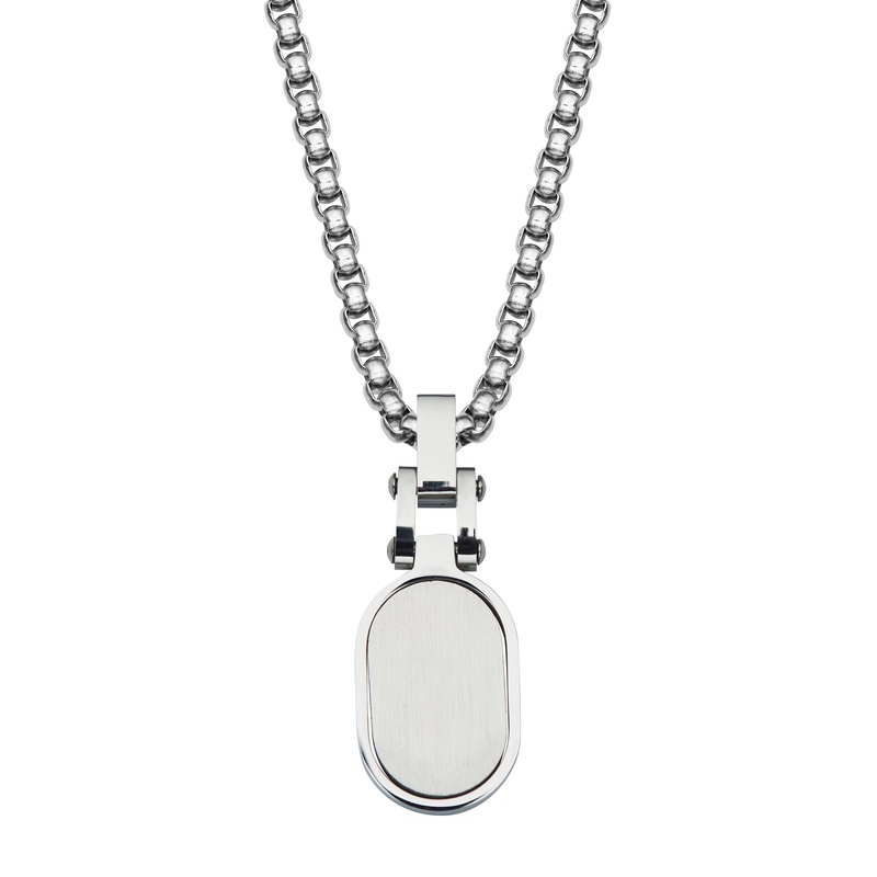 Unique Stainless Steel Oval Disc Pendant and Chain 50cm