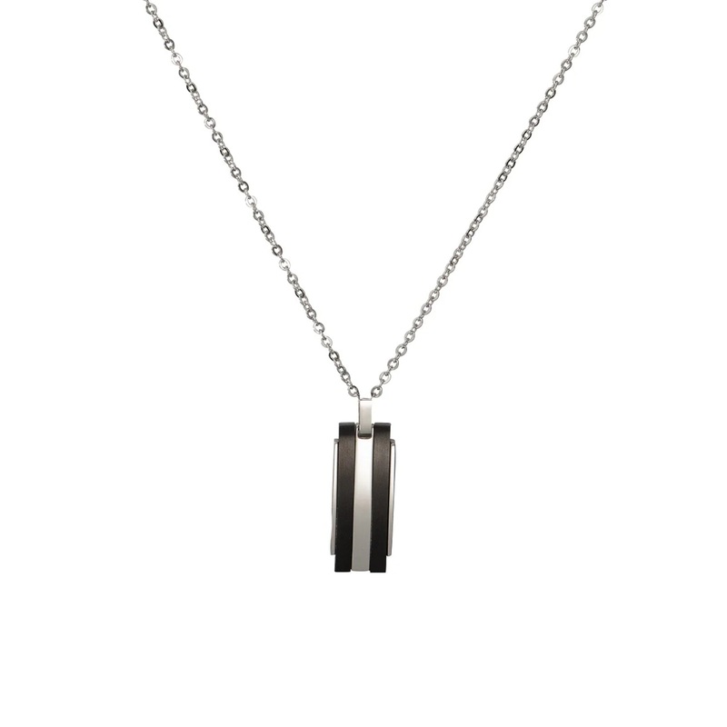 Unique Stainless Steel Rectangular Black Necklace 50cm