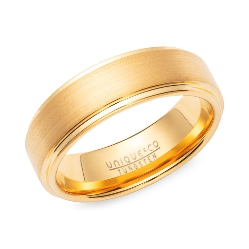 Unique Yellow IP Plated 7mm Tungsten Ring (64)