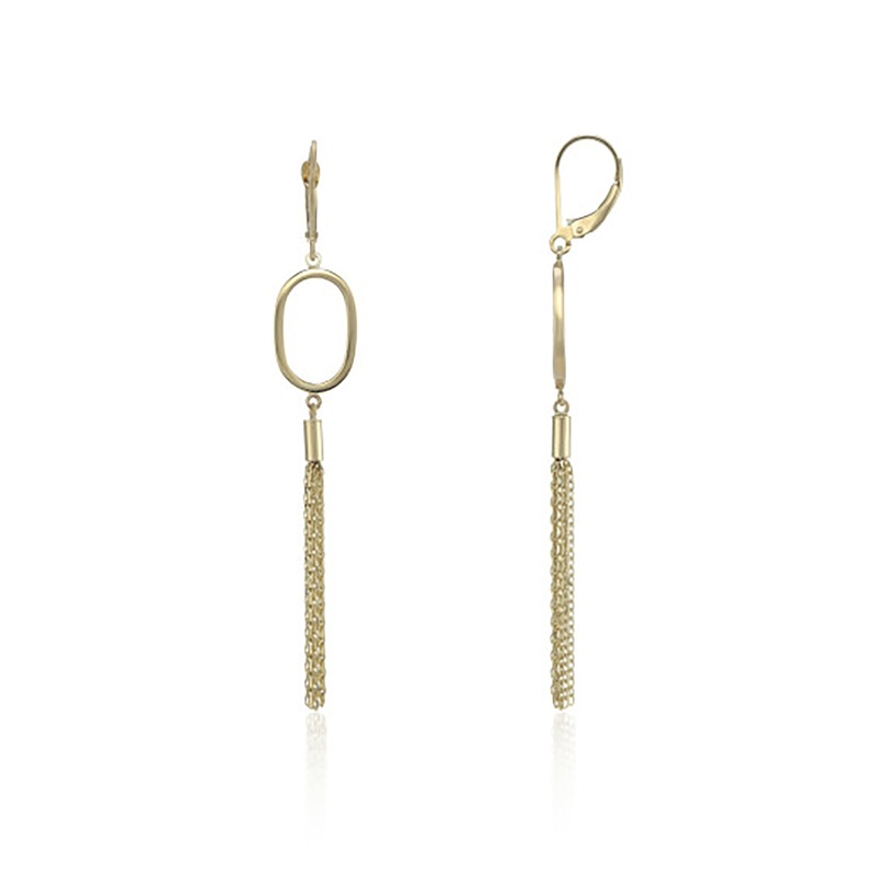 Oval 9ct Yellow Gold Tassle Drop Earrings