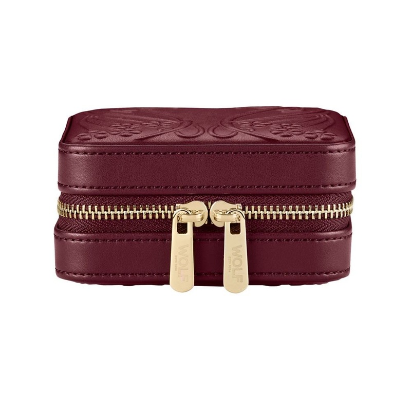 WOLF X LIBERTY Ianthe Small Travel Jewellery Zip Case – Burgundy – ONLINE EXCLUSIVE