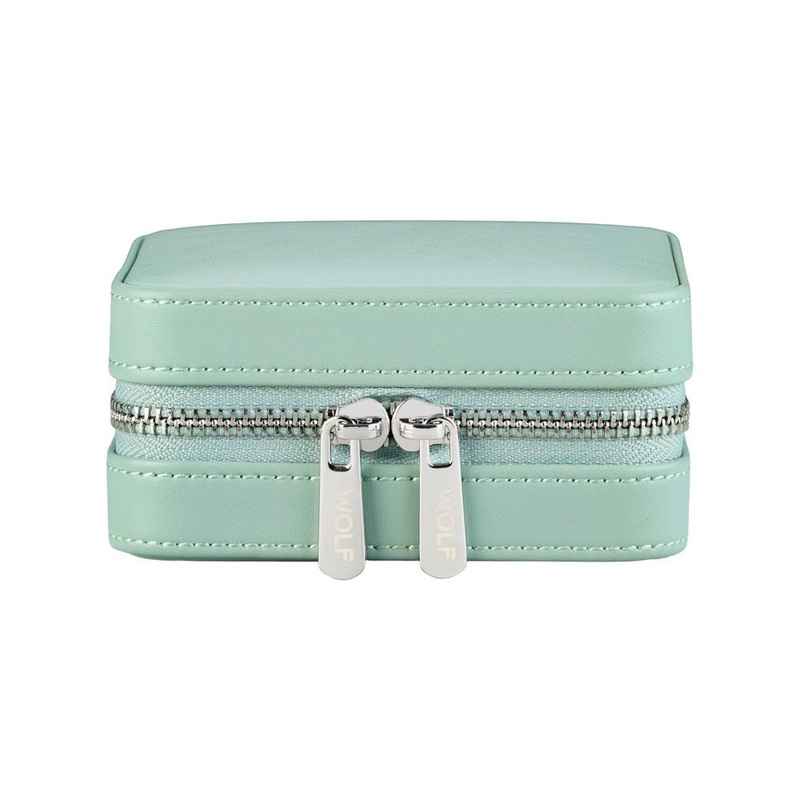 WOLF X LIBERTY Julia Interior Print Small Travel Jewellery Zip Case – Sage Green – ONLINE EXCLUSIVE