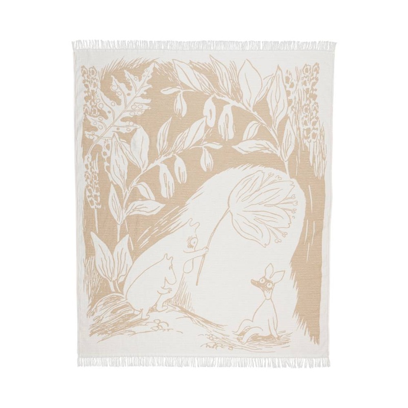 Moomin Living Room Cotton Throw Beige 170x130cm