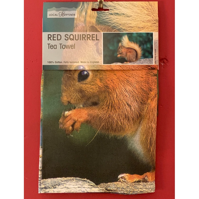 Red Squirrel Tea Towel