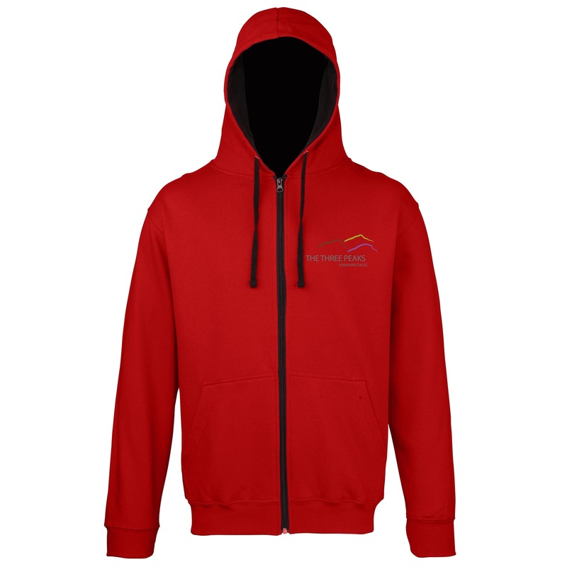Three Peaks Full Zip Contrast Hoodie (other colours are available)