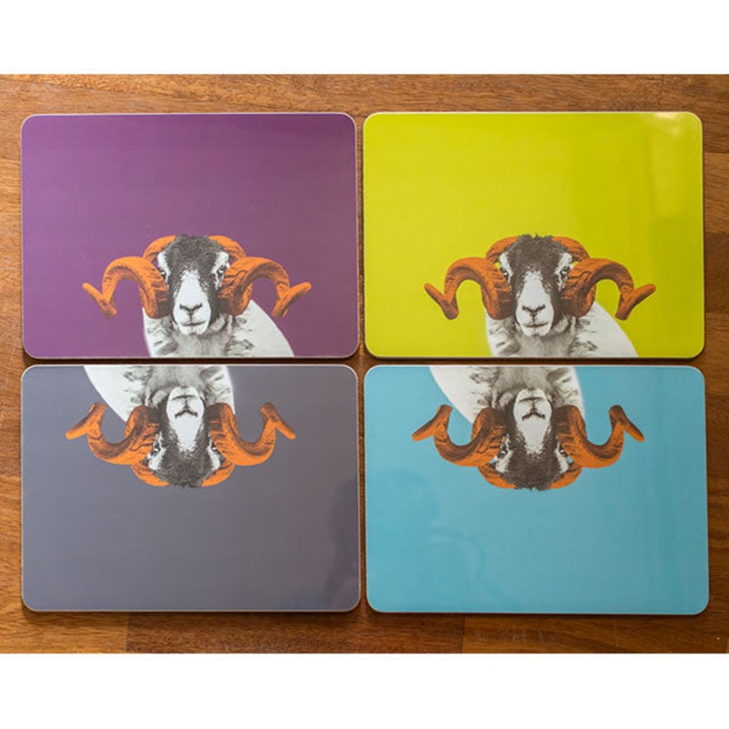 Ram Table Mat|Aubergine|Grey|Lime|Sky Blue
