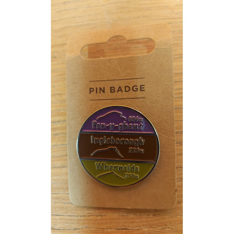 Three Peaks Enamel Round Pin Badge – NEW!