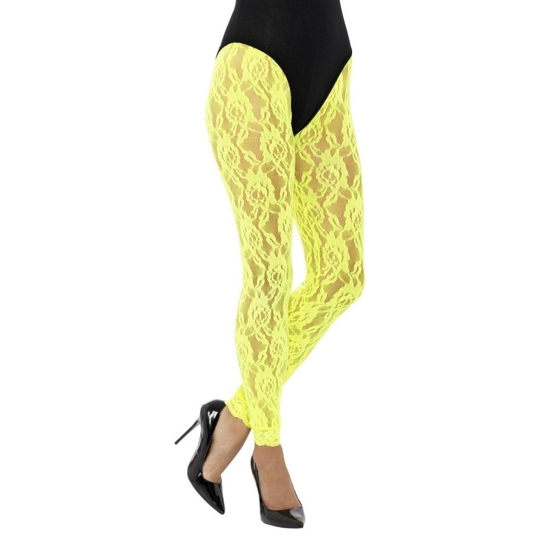 80S Lace Leggings, Neon Yellow