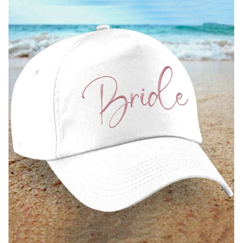 ‘Bride’ Baseball Hat|Rose gold Text|Gold Text|Black Text|Hot Pink Text|Baby Pink Text|Baby Blue Text