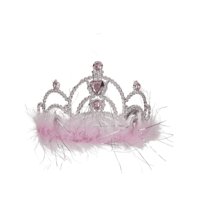 Party Tiara with rose coloured deco stones & plush