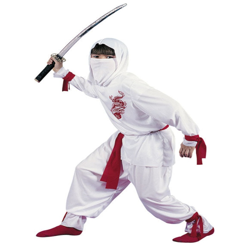 White Ninja Kids Costume|Small 4-6 years|Medium 8-10 years|Large 12-14 years