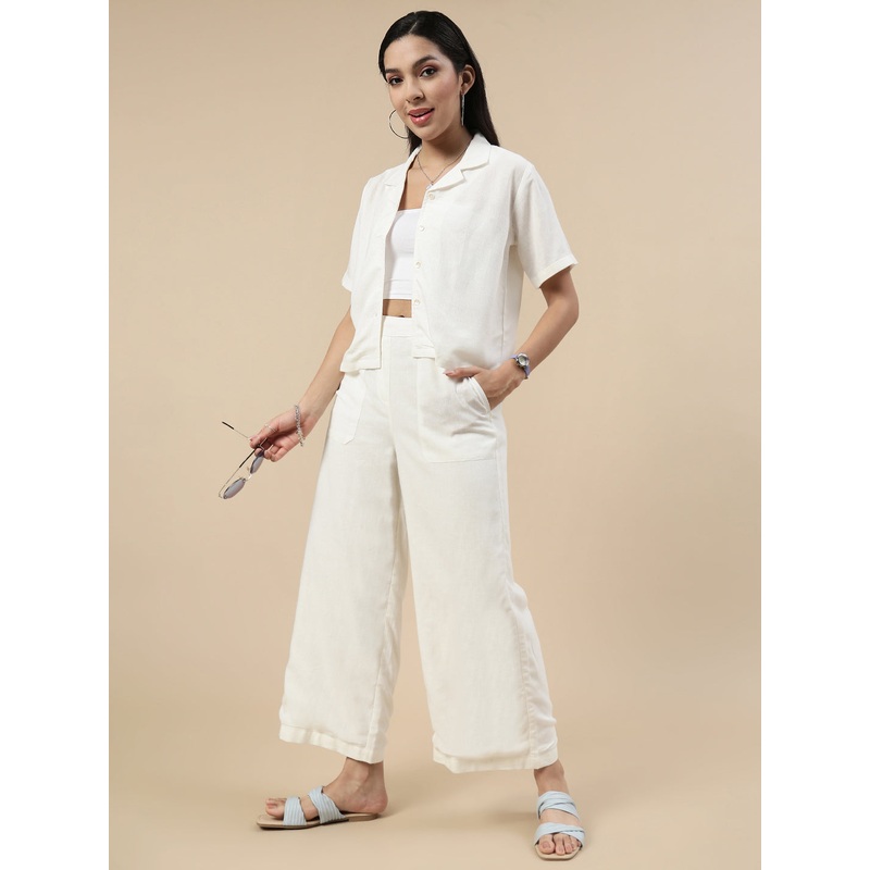 Co-Ord Set(Casual Top & Carpenter Pant)-Offwhite