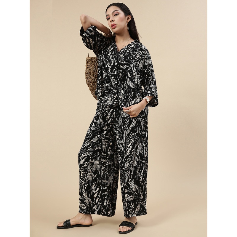Co-ord Set (Top & Palazzo) – Black