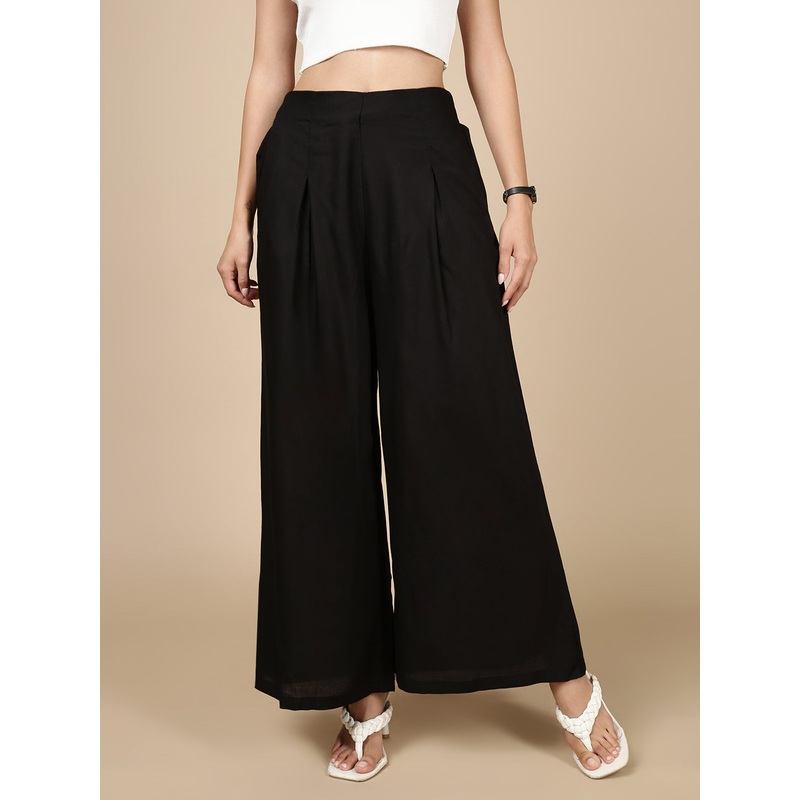Pleated Palazzo-Black|S|M|L|XL|XXL|Black|LWBPPZSOF20172002