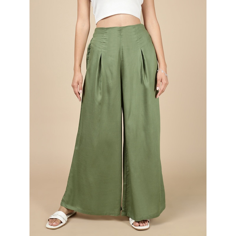 Pleated Palazzo-Deep Green|S|M|L|XL|XXL|Deep Green|LWBPPZSOF20172398