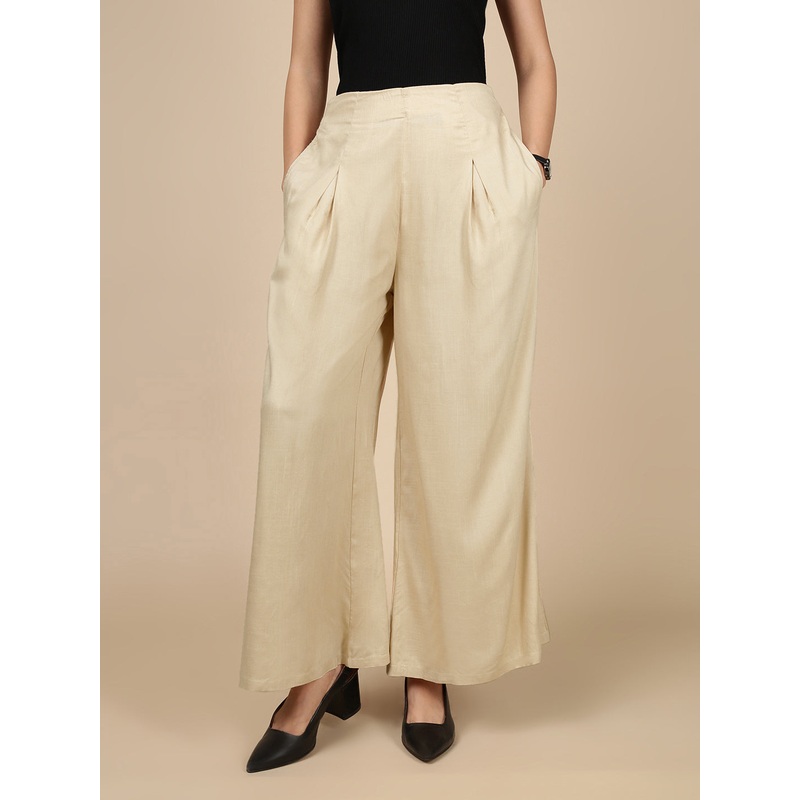 Pleated Palazzo-Light Beige|S|M|L|XL|XXL|Light Beige|LWBPPZSOF20172076