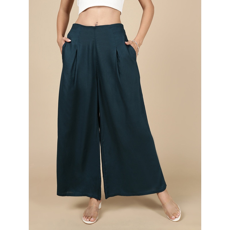 Pleated Palazzo-Teal|S|M|L|XL|XXL|Teal|LWBPPZSOF20172061