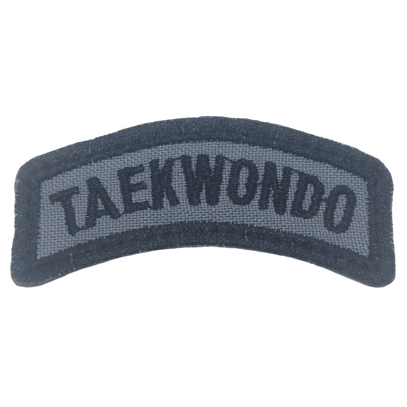 TAEKWONDO TAB – GRAY|Iron On|Hook Side Velcro Backing